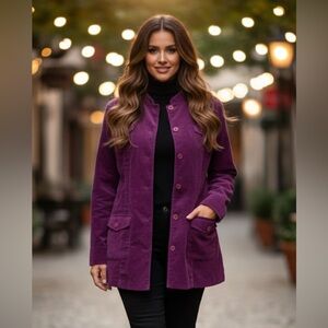 NWT Roaman's Purple Corduroy Button-Up Big Shirt Jacket Women’s plus size 20W